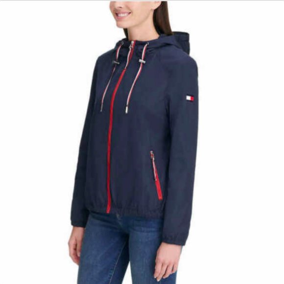 Tommy Hilfiger Ladies' Windbreaker Hoodie Jacket Navy - Picture 7 of 15